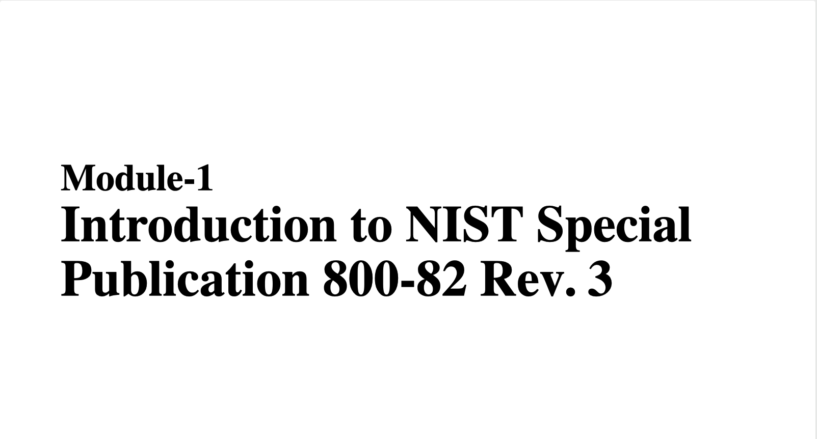 NIST SP 800 82 Introduction: - Intraintel